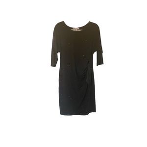Robbie Bee | Black 3/4 Sleeve Glitter Faux Wrap Dress | M